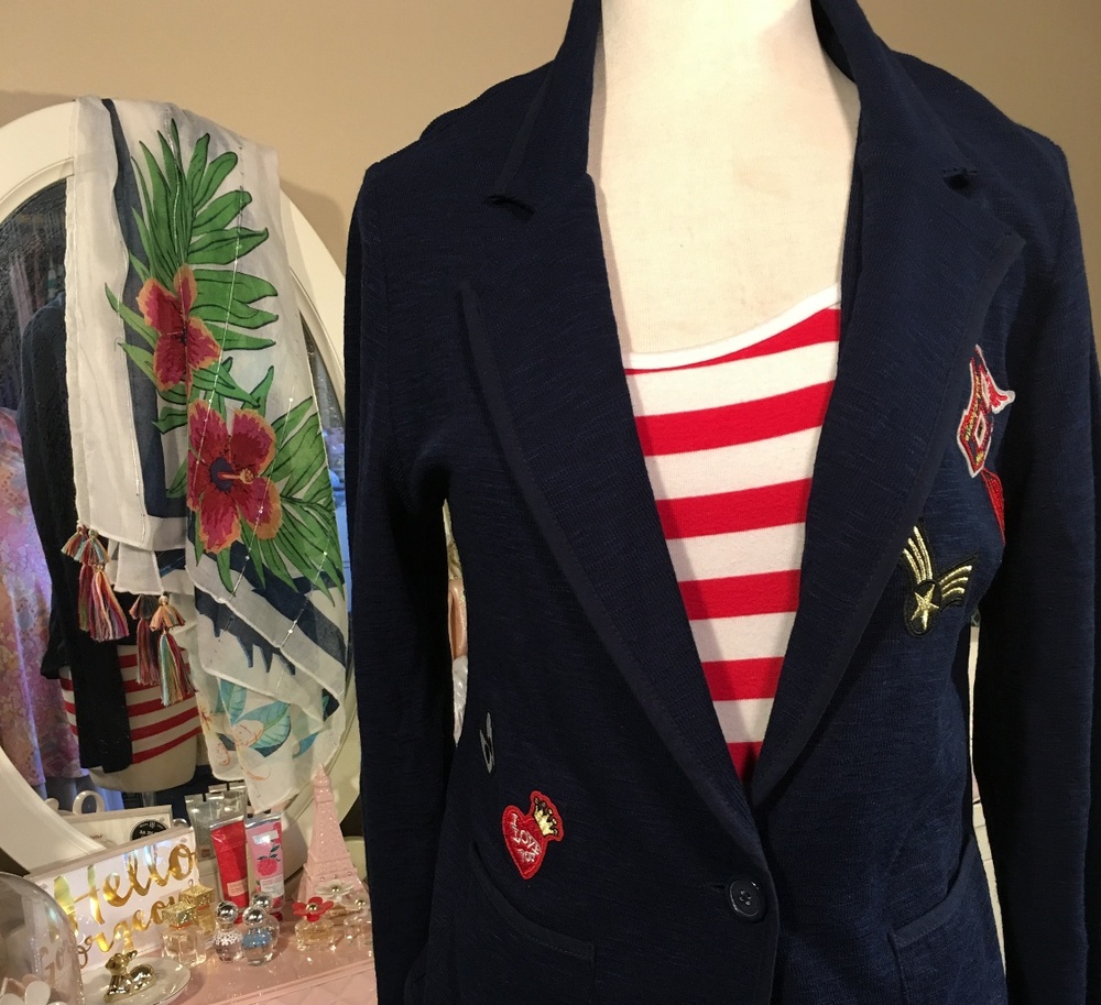 Navy Blazer with Patches Forever21